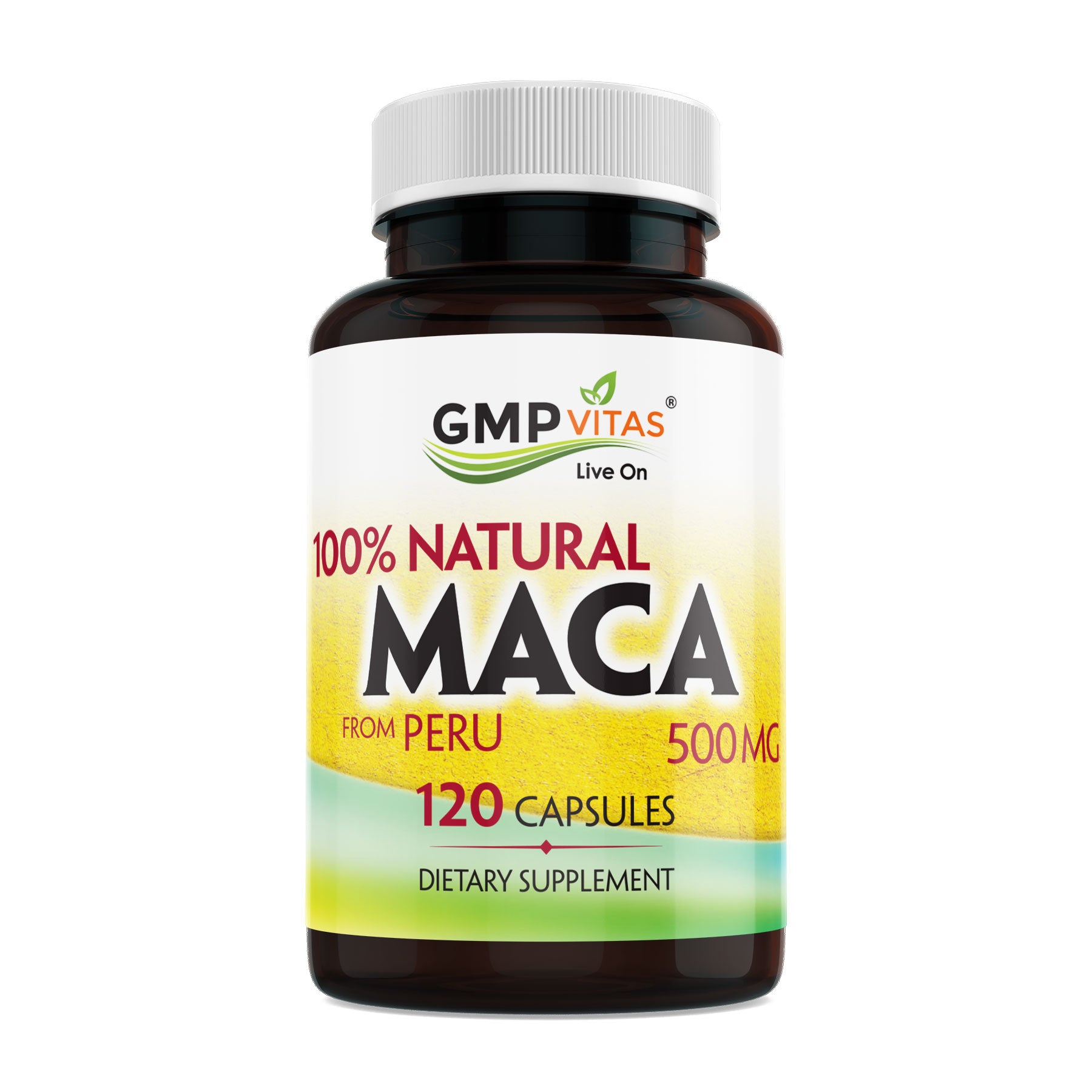 GMP Vitas® 500 mg Natural Super Maca from Peru 120 Capsules