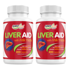 GMP Vitas® Milk Thistle Mega Liver Aid 200 Caps 2-Bottle Bundle