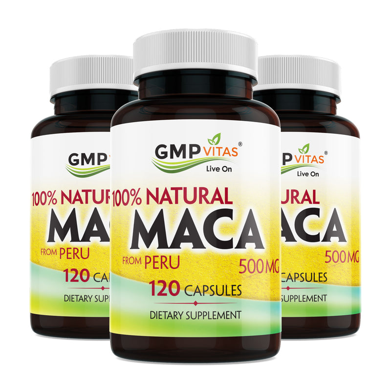 GMP Vitas® 500 mg Natural Super Maca 3-Bottle Value Bundle